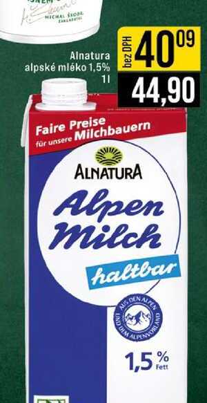 Alnatura alpské mléko 1,5% Faire Preise 1l