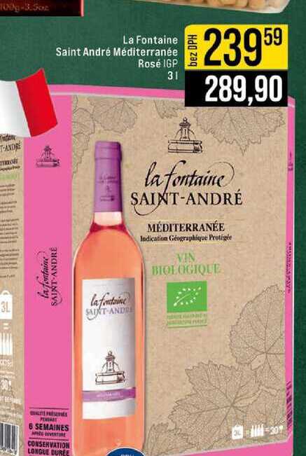 La Fontaine Saint André Méditerranée lafontaine Rosé IGP 3l