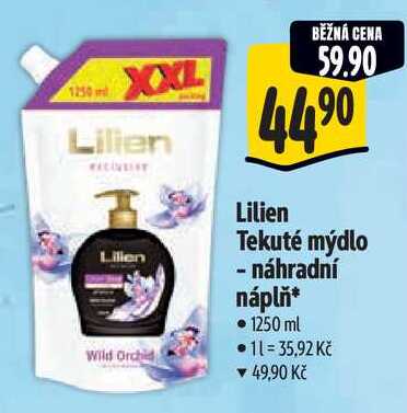 Lilien Tekuté mýdlo - náhradní náplň, 1250 ml  
