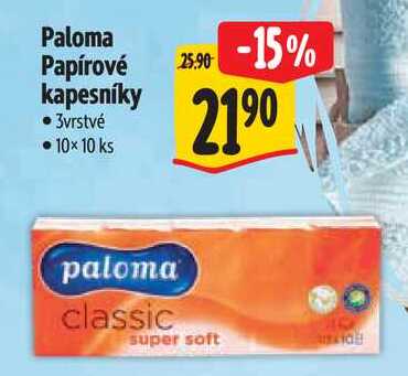 Paloma Papírové kapesníky, 10x 10 ks