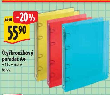 Čtyřkroužkový pořadač A4