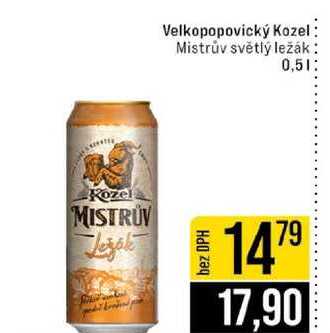 Velkopopovický Kozel Mistrův světlý ležák 0,5l