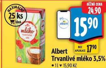 Albert Trvanlivé mléko 3,5%, 1 l