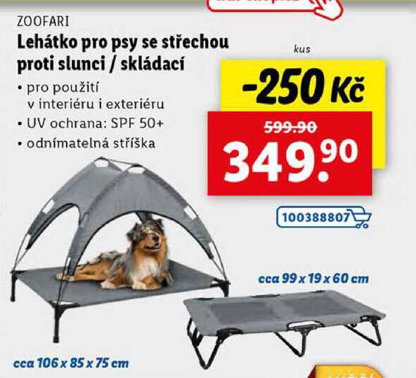 Lehátko pro psy se střechou proti slunci/skládací 