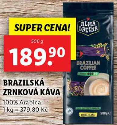 BRAZILSKÁ ZRNKOVÁ KÁVA, 500 g