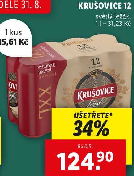 KRUŠOVICE 12, 8x 0,5 l v akci