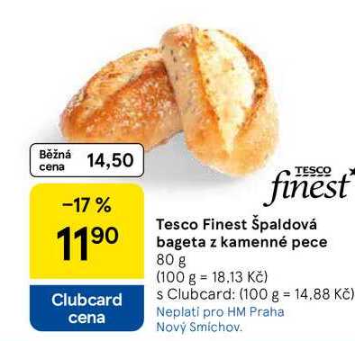 Tesco Finest Špaldová bageta z kamenné pece, 80 g 