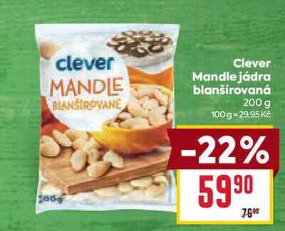 Clever Mandle jádra blanšírovaná 200 g