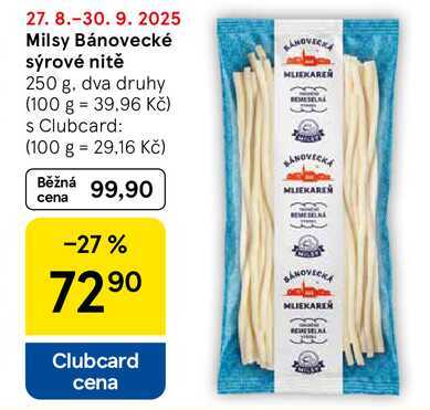 Milsy Bánovecké sýrové nitě, 250 g, dva druhy 