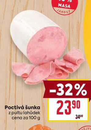 Poctivá šunka z pultu lahůdek cena za 100 g 