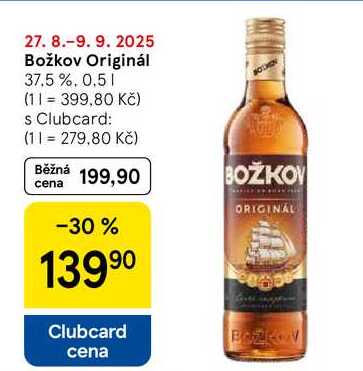 Božkov Originál 37.5%, 0.5 l