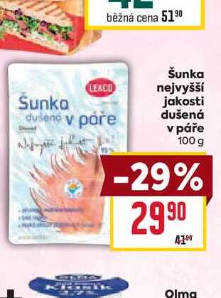 Šunka nejvyšší jakosti dušená v páře 100 g