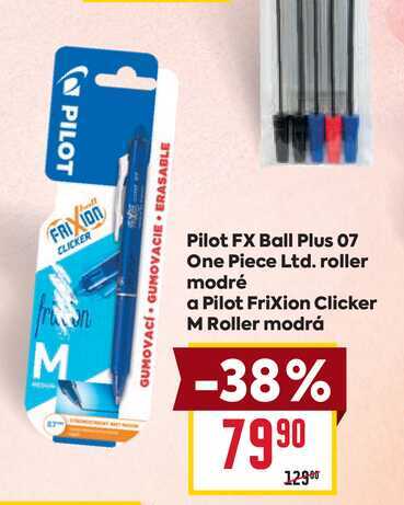 Pilot FX Ball Plus 07 One Piece Ltd. roller modré a Pilot Frixion Clicker M Roller modrá
