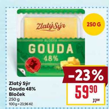 Zlatý Sýr Gouda 48% Bloček 250 g