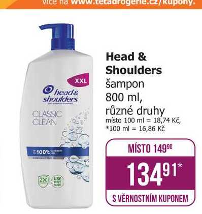 Head & Shoulders šampon 800ml, vybrané druhy