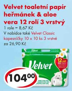 Velvet toaletní papír heřmánek & aloe vera, 12 rolí  