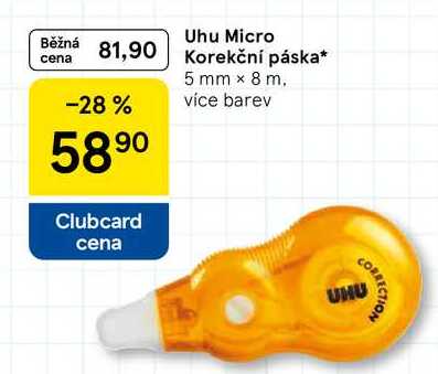 Uhu Micro Korekční páska, 5 mm × 8 m. více barev  