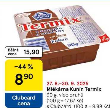 Mlékárna Kunín Termix, 90 g, více druhů 