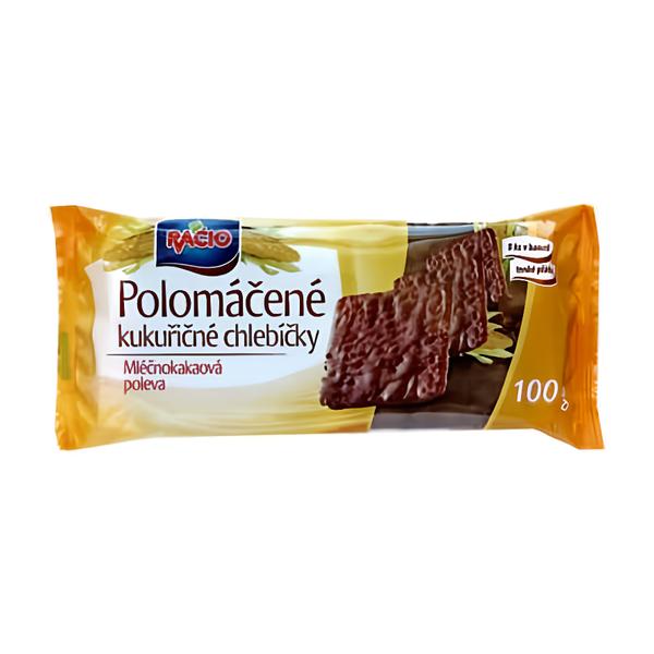Racio Polomáčené kukuřičné chlebíčky s mléčnokakaovou polevou