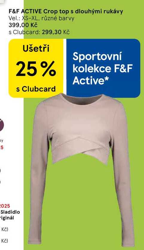F&F ACTIVE Crop top s dlouhými rukávy Vel.: XS-XL, různé barvy 