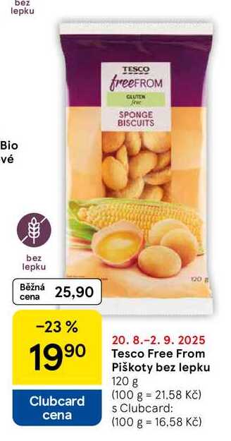 Tesco Free From Piškoty bez lepku, 120 g 