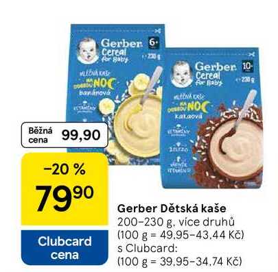 Gerber Dětská kaše, 200-230 g. více druhů 