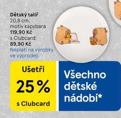 Dětský talíř, 20,8 cm. motiv kapybara