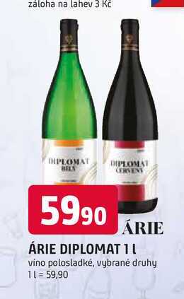 ÁRIE DIPLOMAT 1l vino polosladké, vybrané druhy 