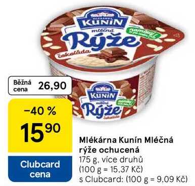 Mlékárna Kunín Mléčná rýže ochucená, 175 g
