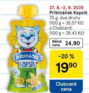 Pribináček Kapsík, 70 g, dva druhy