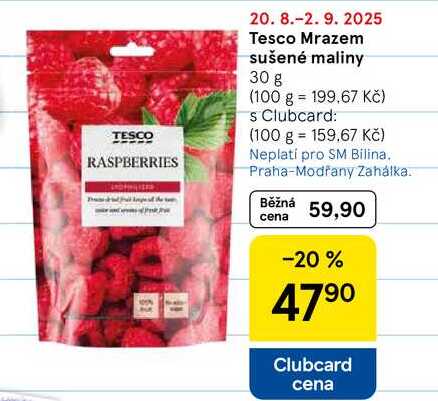 Tesco Mrazem sušené maliny, 30 g  
