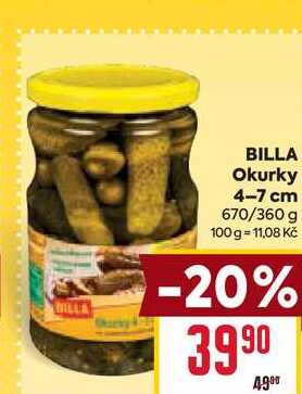 BILLA Okurky 4-7 cm 670/360 g