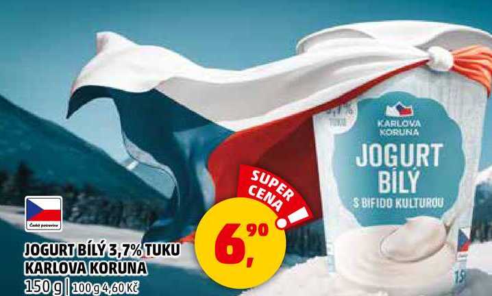 JOGURT BÍLÝ 3,7% TUKU KARLOVA KORUNA, 150g  