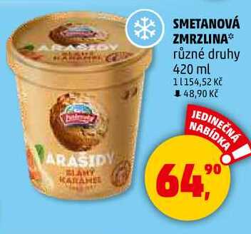 SMETANOVÁ ZMRZLINA různé druhy, 420 ml 