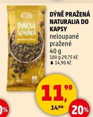 DÝNĚ PRAŽENÁ NATURALIA DO KAPSY neloupané pražené, 40 g  