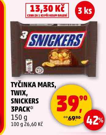 TYČINKA MARS, TWIX, SNICKERS 3PACK, 150 g  