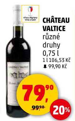 CHÂTEAU VALTICE různé druhy, 0,75 l