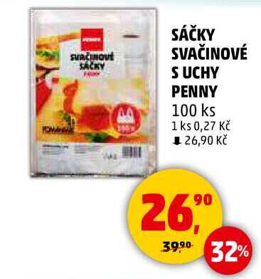 SÁČKY SVAČINOVÉ S UCHY PENNY, 100 ks