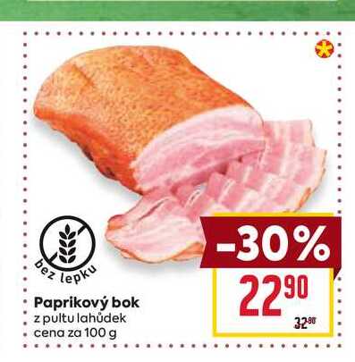 Paprikový bok z pultu lahůdek cena za 100 g