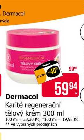 Dermacol Karité regenerační tělový krém 300 ml 