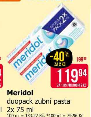 meridol duopack zubní pasta 2x 75 ml