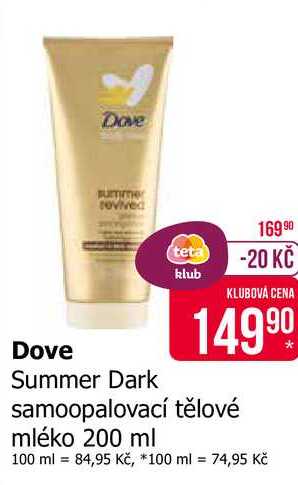 Dove Summer Dark samoopalovací tělové mléko 200 ml 