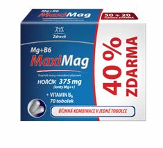 MaxiMag Hořčík 375 mg+B6 50+20 tobolek