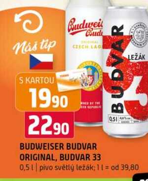 Budweiser Budvar B:Classic světlé výčepní pivo 0,5l
