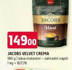 JACOBS VELVET CREMA 180 g káva instantní náhradní náplň 