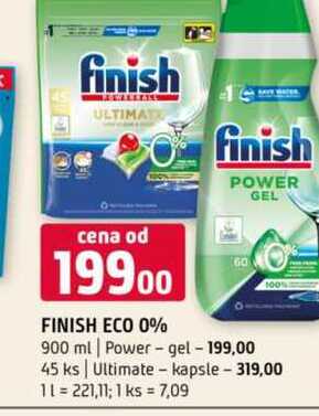 FINISH ECO 0% 900 ml Power gel 45 ks Ultimate kapsle 