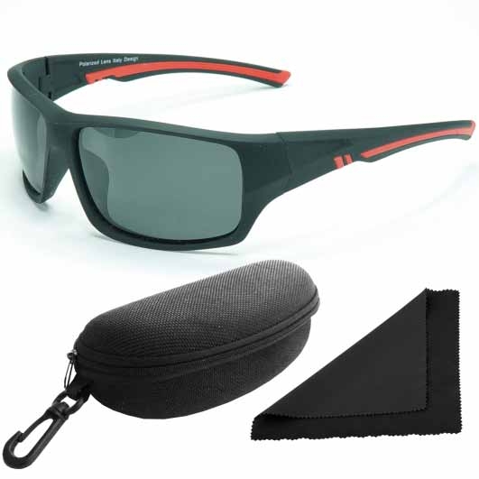 Brýle sluneční Polarized 206 - obroučky černé / skla tmavá / polarizační skla / pouzdro a utěrka
