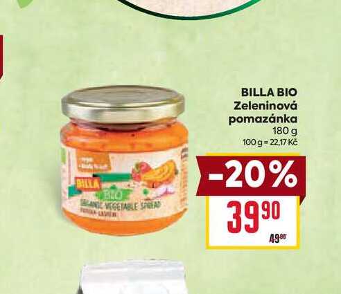 BILLA BIO Zeleninová pomazánka 180 g 