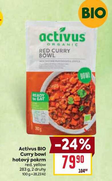 Activus BIO Curry bowl hotový pokrm red, yellow 283 g