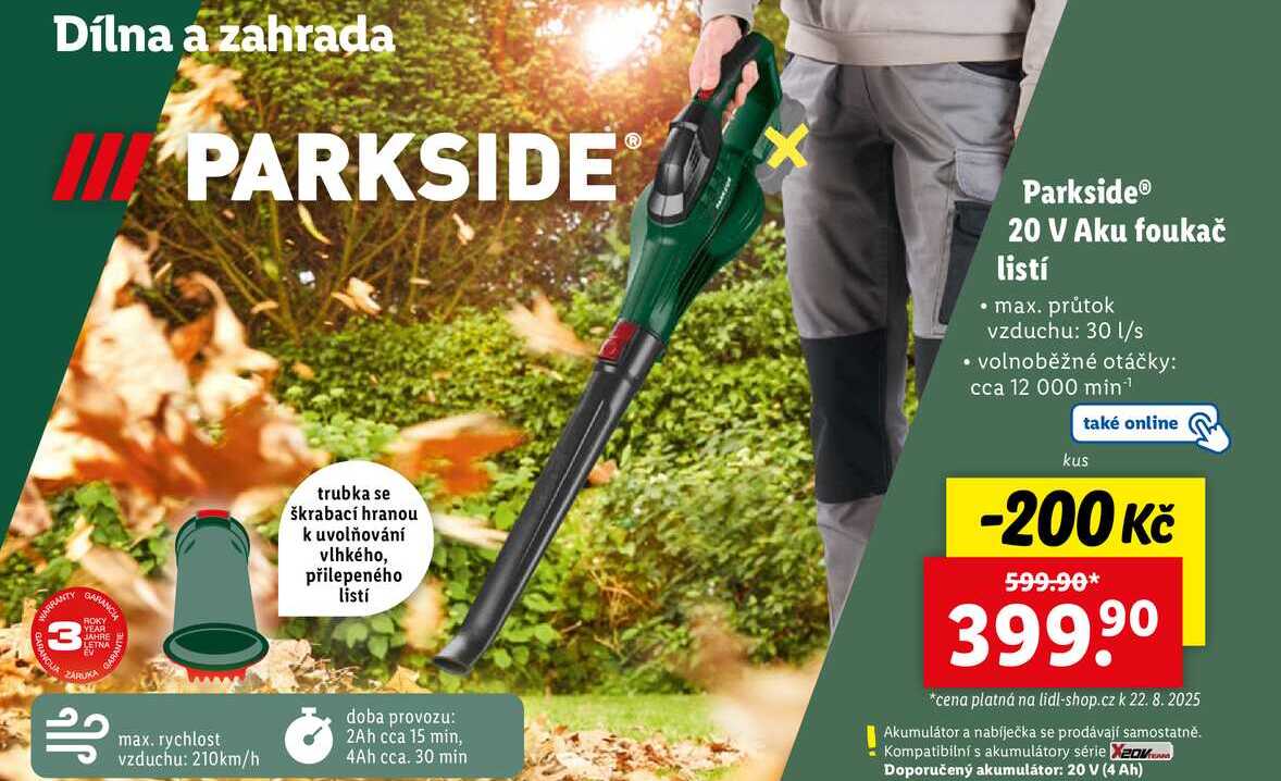 Parkside 20 V Aku foukač listí 